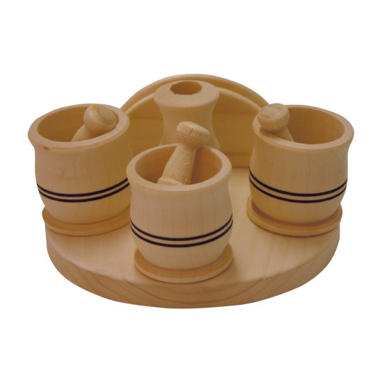 Asztali 3-as fűszertartó szett szalvétatartóval natúr fából