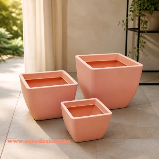 Óriás kaspó műanyag világos terracota Quadra 30 cm