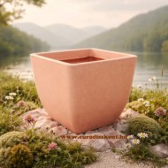 Óriás kaspó műanyag világos terracota Quadra 30 cm