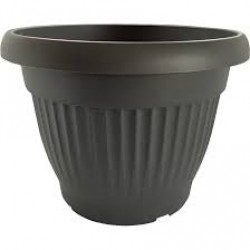 Műanyag bordázott virágcserép Italia antracit 50 cm átmérő