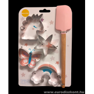 Unikornis süteménykiszúró szett fanyelű szilikon spatulával 5 db/szett Unikornis süteménykiszúró szett fanyelű szilikon spatulával 5 db/szett