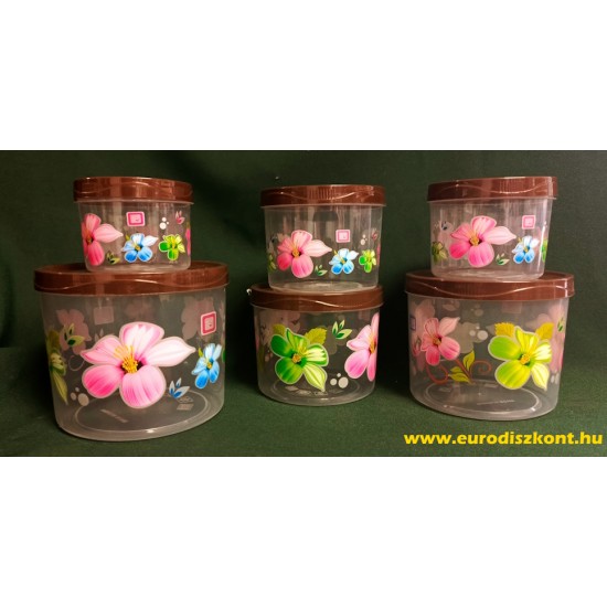 Ételtároló szett*6 henger Virágdekor E24-163