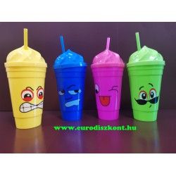 Szívószálas pohár szett 400 ml Vigyori Colors 