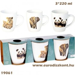 Kerámia bögre szett Afro állatok *3 db szett