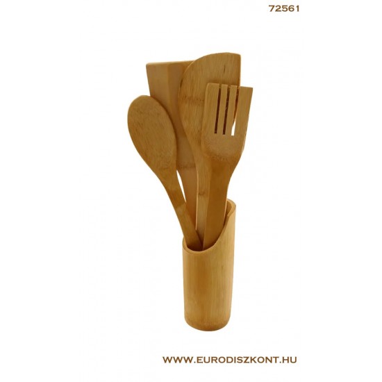 Bambusz konyhai eszköz szett*4 tartóban  30 cm