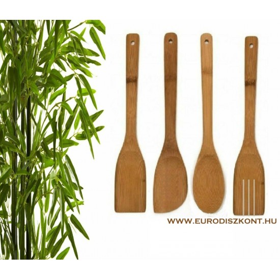 Bambusz konyhai eszköz szett*4 tartóban  30 cm