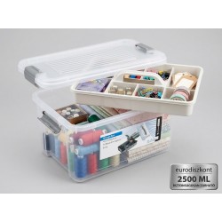 Multifunkciós Műanyag Tárolódoboz Kivehető Tálcával – 2,5 Liter (22 x 15 x 12 cm)