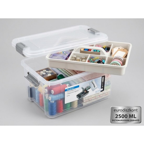 Multifunkciós Műanyag Tárolódoboz Kivehető Tálcával – 2,5 Liter (22 x 15 x 12 cm) Multifunkciós Műanyag Tárolódoboz Kivehető Tálcával – 2,5 Liter (22 x 15 x 12 cm)