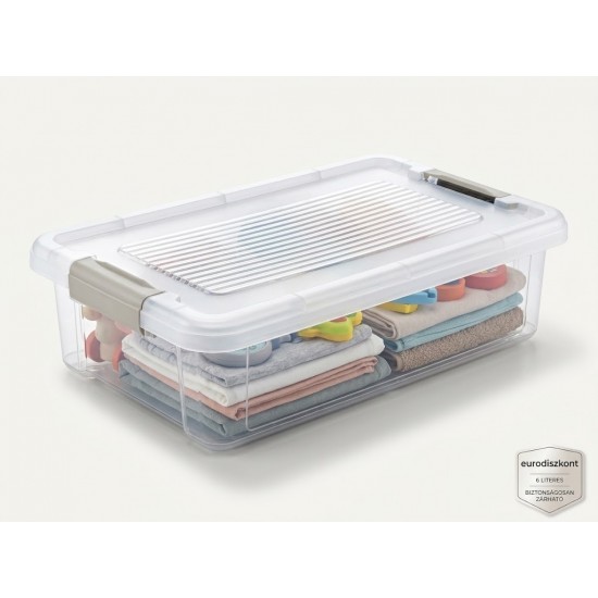 Átlátszó Műanyag Tárolódoboz Zárható Fedéllel – 6 Liter (35 x 23 x 11 cm)
