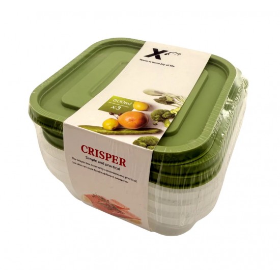 Ételtároló doboz szett*3 db Crisper 600 ml