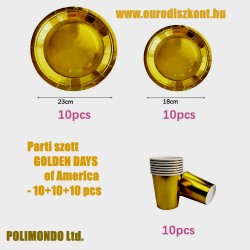 Papírpohár és tányér Golden Days szett 10+10+10 db/szett 729