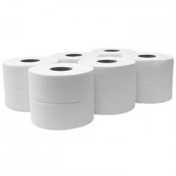 Toalettpapír 2 rétegű közületi átmérő: 20 cm 100 % cellulóz 170 m/tekercs 12 tekercs/csomag_Polimondo®_hófehér