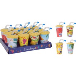 Szívószálas pohár Mesés állatfigurákkal 400 ml