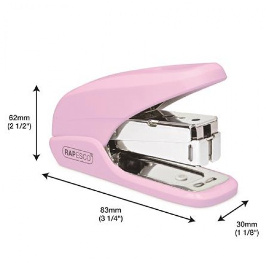 Tűzőgép, 24/6, 26/6, 20 lap, könnyített tűzés, RAPESCO "X5-Mini Less Effort" rózsaszín