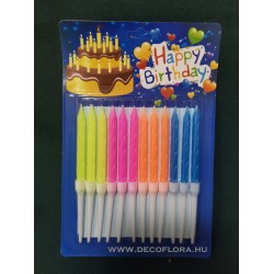 Tortagyertya Happy Birthday 10cm 12 db/szett Tortagyertya Happy Birthday 10cm 12 db/szett
