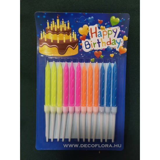 Tortagyertya Happy Birthday 10cm 12 db/szett