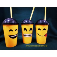 Szívószálas pohár 300 ml "Emoji"  Szívószálas pohár 300 ml "Emoji"