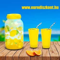 Italadagoló csappal, műanyag pohárszettel - 3,8 l - citrom