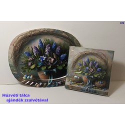 Húsvéti tálca ajándék szalvétával H5