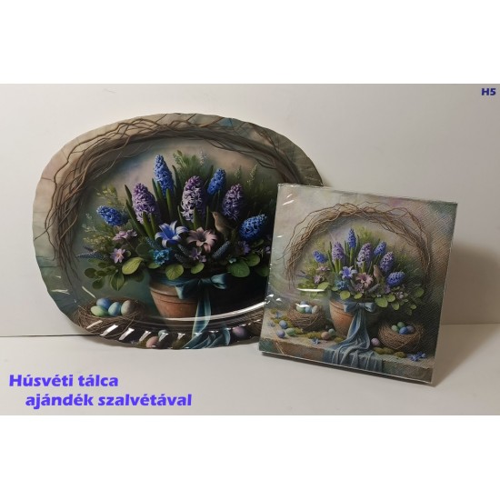 Húsvéti tálca ajándék szalvétával H5