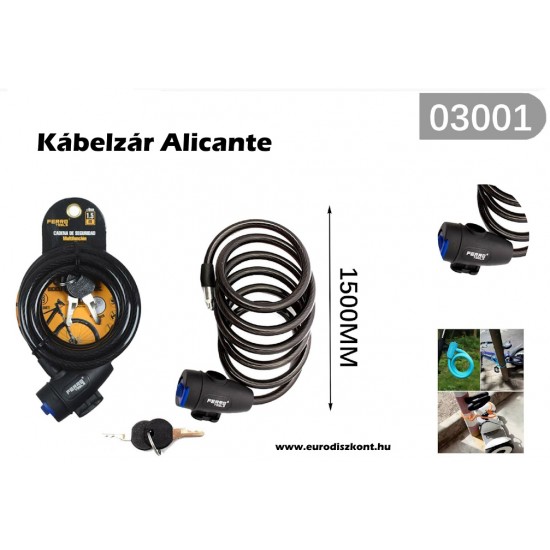 Bicikli lakat - kábelzár - kerékpár zár Alicante 1500 Bicikli lakat - kábelzár - kerékpár zár Alicante 1500