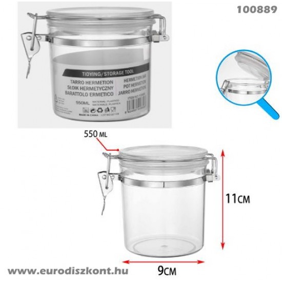 Fűszertartó csatos, hermetikusan záródó tetővel 550 ml 100889 Fűszertartó csatos, hermetikusan záródó tetővel 550 ml 100889