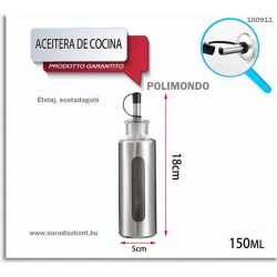 Nemesacél étolaj, ecet adagoló ( napraforgó, oliva) palack, kiöntővel csőrrel 150 ml, POLIMONDO Nemesacél étolaj, ecet adagoló ( napraforgó, oliva) palack, kiöntővel csőrrel 150 ml, POLIMONDO