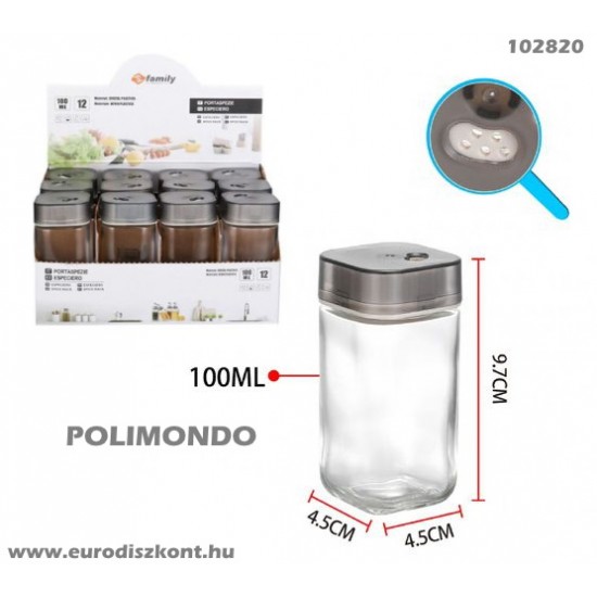 Sószóró fém-üveg Family Qadrat 102820