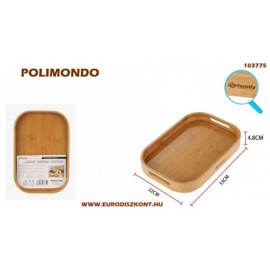 Kerekített natúr fa tálca 25*33*4,8 cm