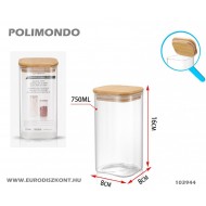 Üveg tároló 750 ml Quadro bambusz tetővel