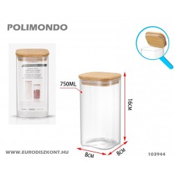 Üveg tároló 750 ml Quadro bambusz tetővel