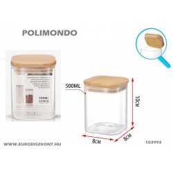 Üveg tároló 500 ml Quadro bambusz tetővel
