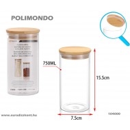 Üveg tároló 750 ml Barratolo bambusz tetővel