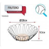 Fém gyümölcskosár Soleil fa betéttel 28*7,5 cm