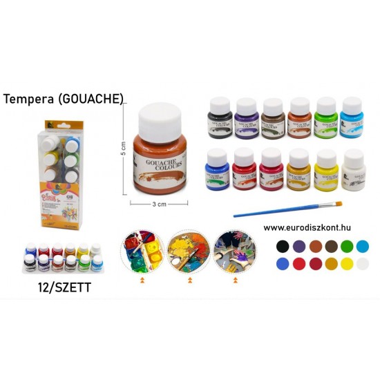 Tempera ( gouache) tégelyben 12/szett 25 ml Tempera ( gouache) tégelyben 12/szett 25 ml