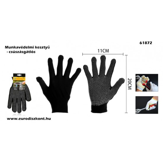 Munkavédelmi kesztyű, csúszásgátlós gumipöttyökkel