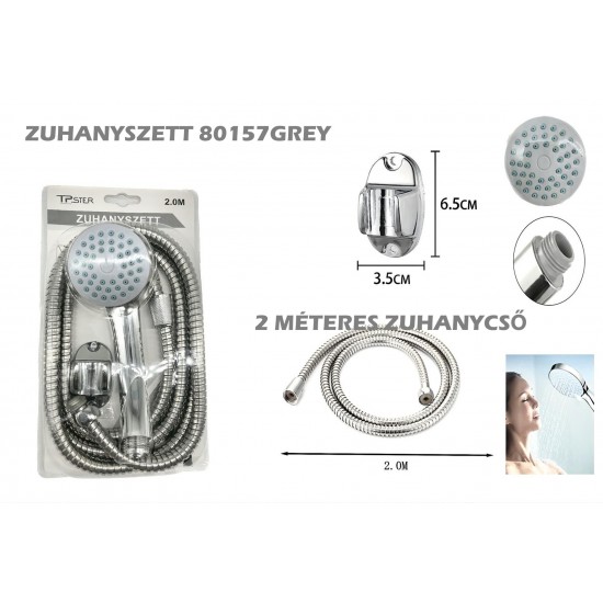 Zuhanyszett 2 méteres zuhanycsővel és falitartóval 3 féle