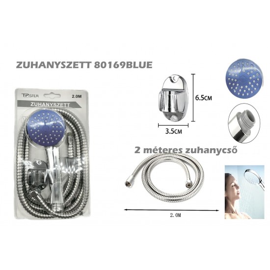 Zuhanyszett 2 méteres zuhanycsővel és falitartóval 3 féle
